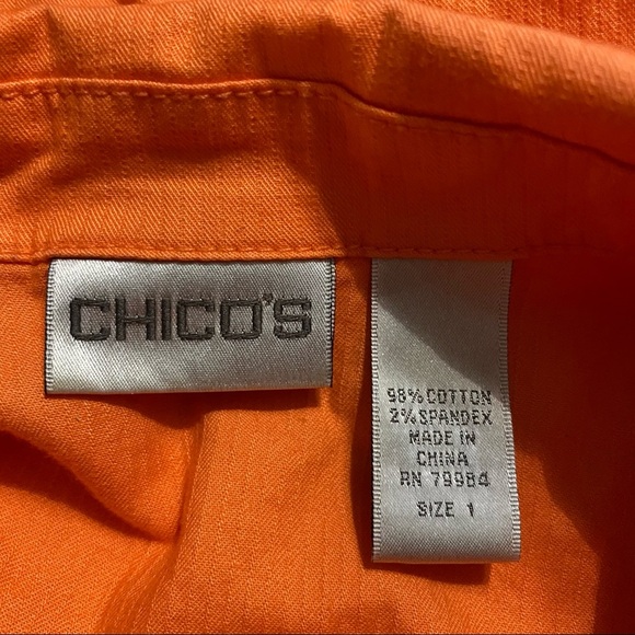 Chicos Orange Cotton Button Up Shirt Jacket - Picture 4 of 4